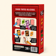 Back and right side of the Speed Burger card game box on a cream background