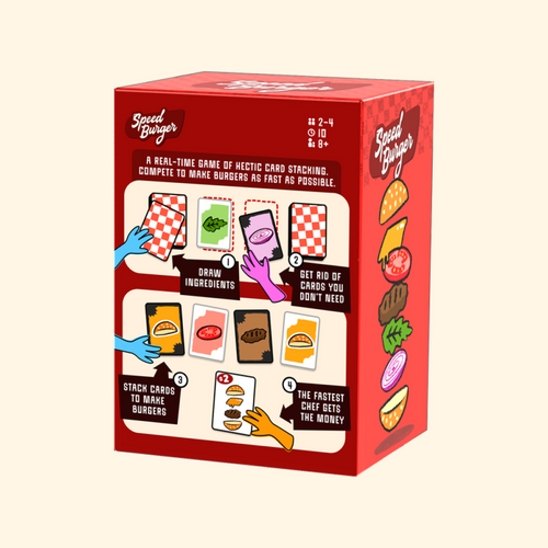 Back and side view of the Speed Burger game box