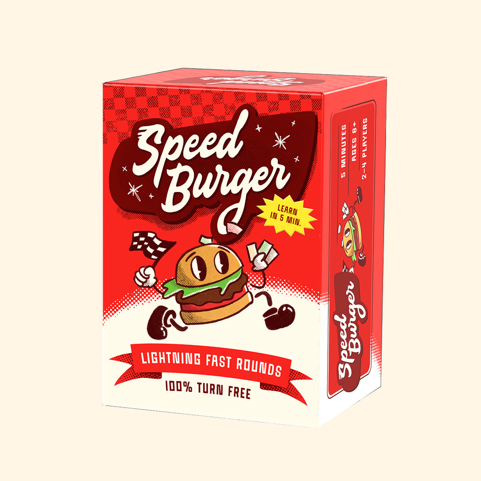 Front and side view of the Speed Burger game box