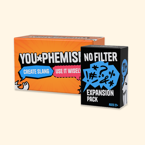 You-phemism game box with No Filter expansion pack